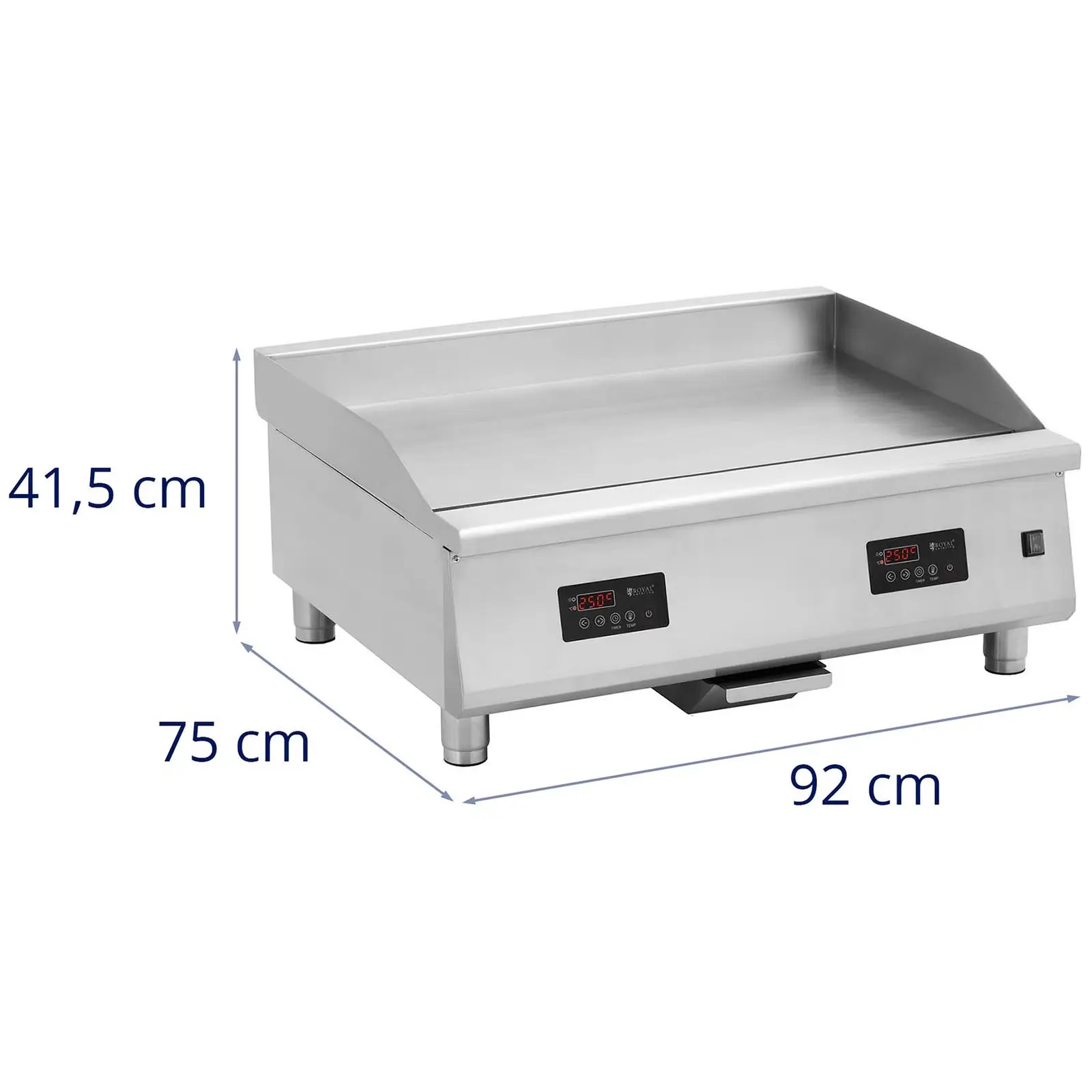 Grill de contact - 910 x 520 mm - lisse - 2 x 6000 W - Royal Catering