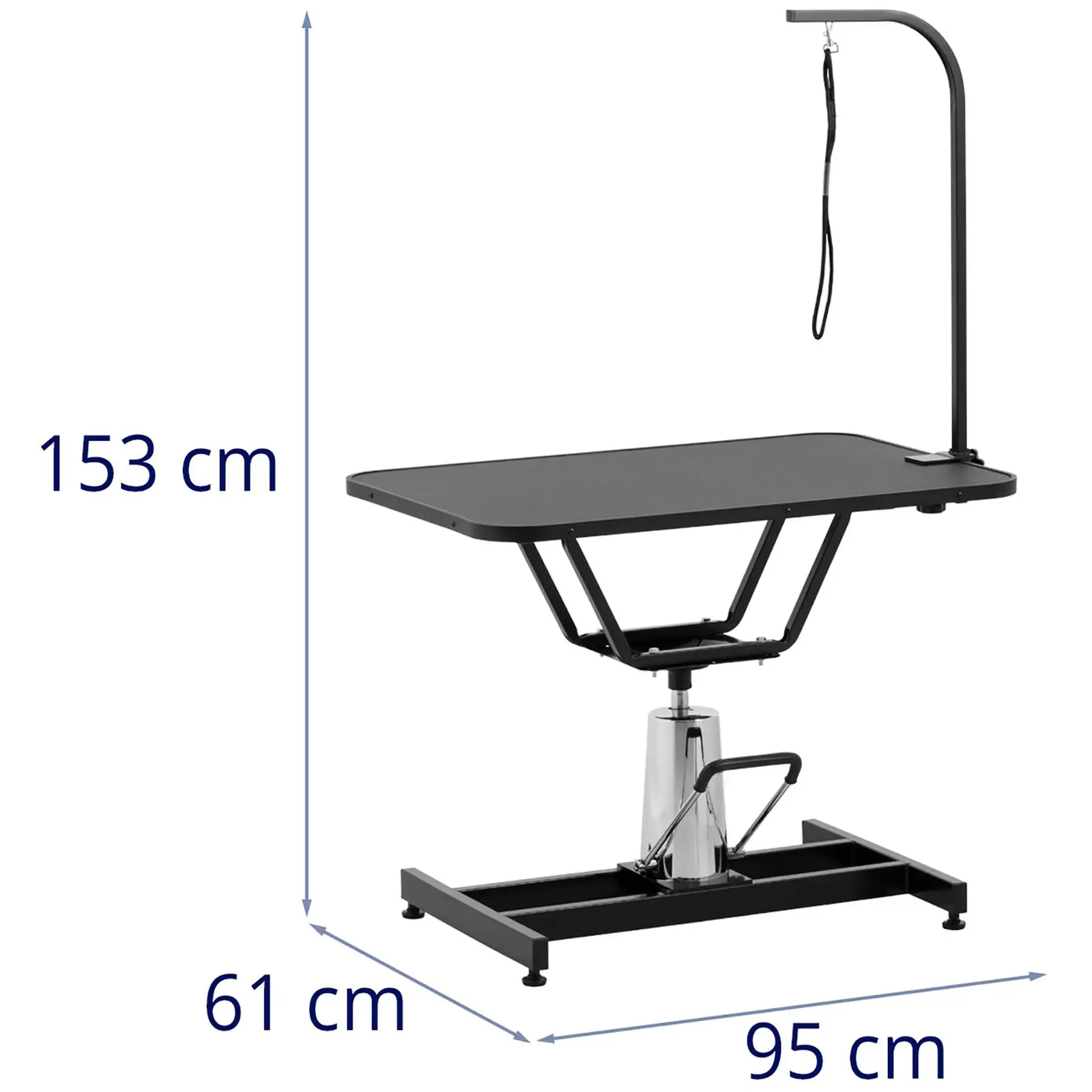 Table de toilettage - 905 x 605 mm - hauteur réglable de 70 - 84 cm - 60 kg - 1 sangle potence