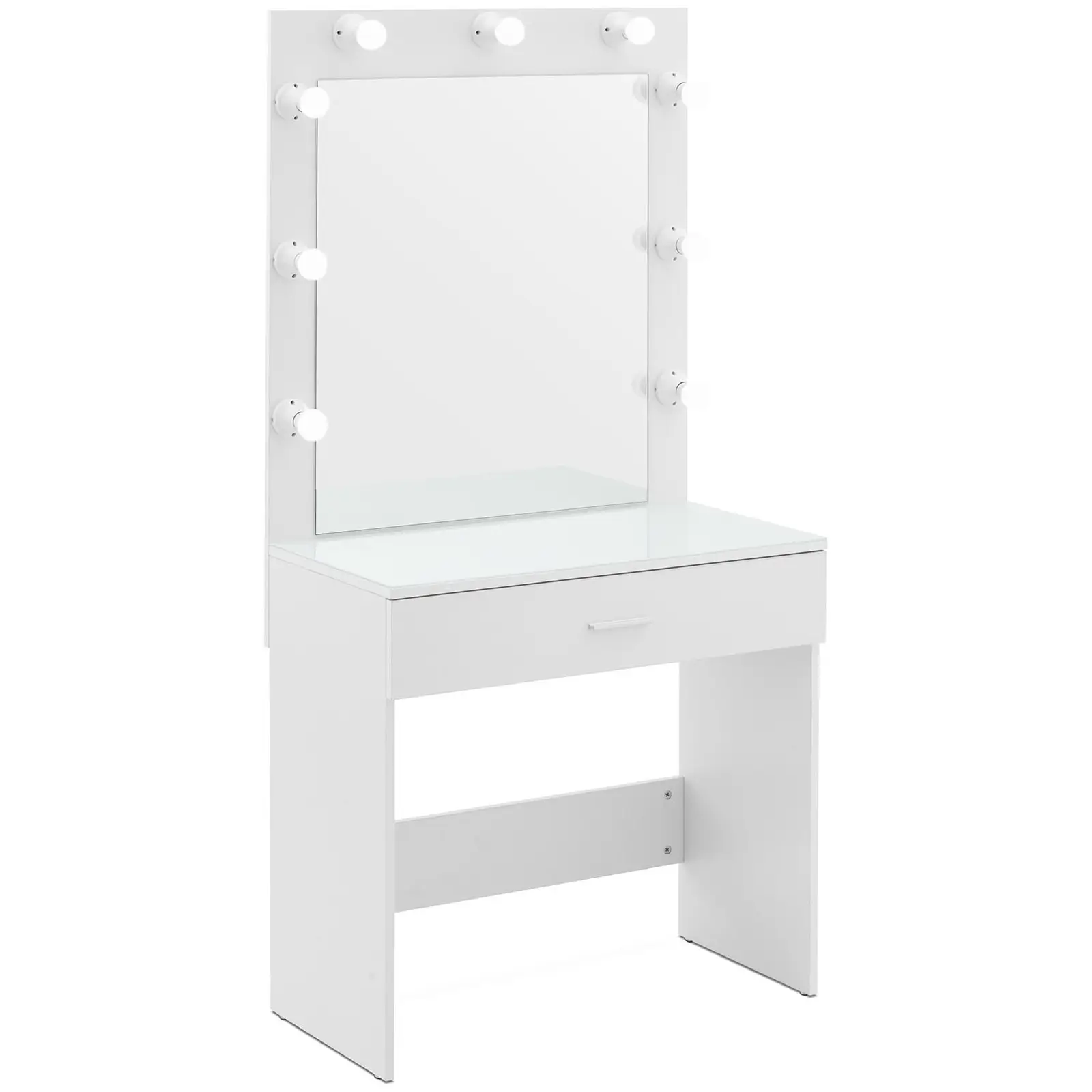 Table de maquillage avec miroir et lumière - 80 x 40 x 160 cm - Blanc