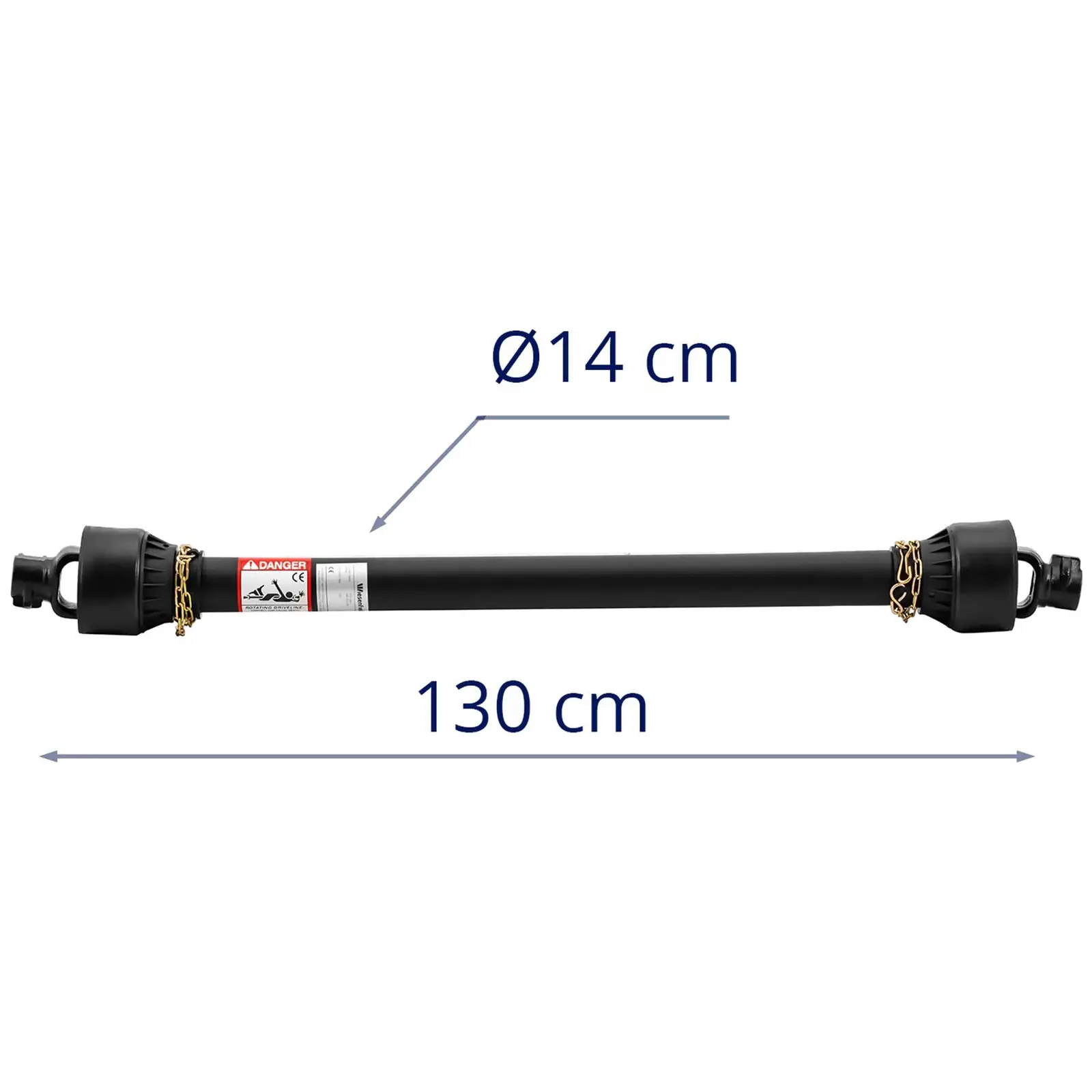 Arbre de transmission avec compensation de longueur - 127 - 194 cm - 1 3/8 pouce / 6 cannelures