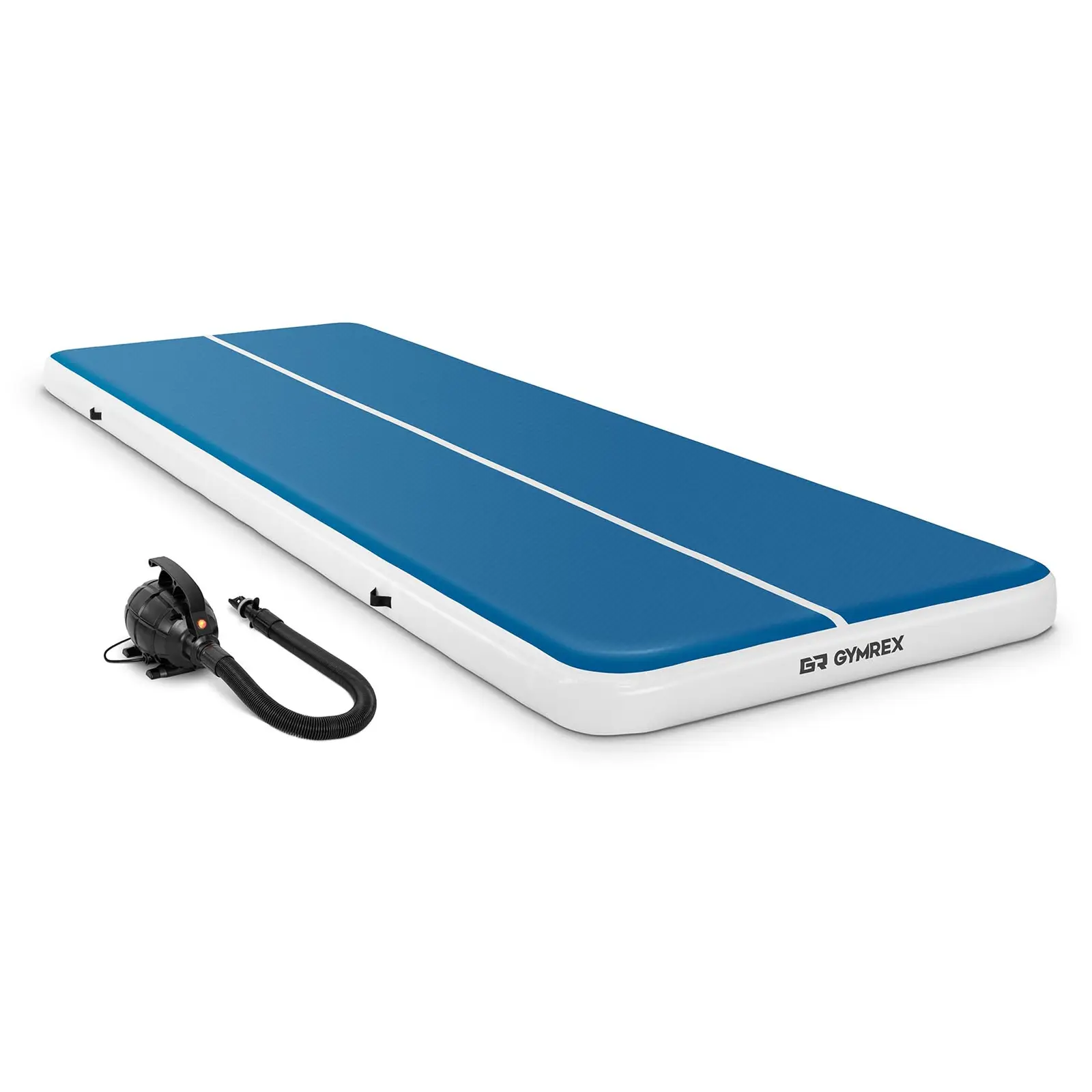 Air track avec gonfleur électrique - 600 x 200 x 20 cm - 400 kg - Bleu/blanc