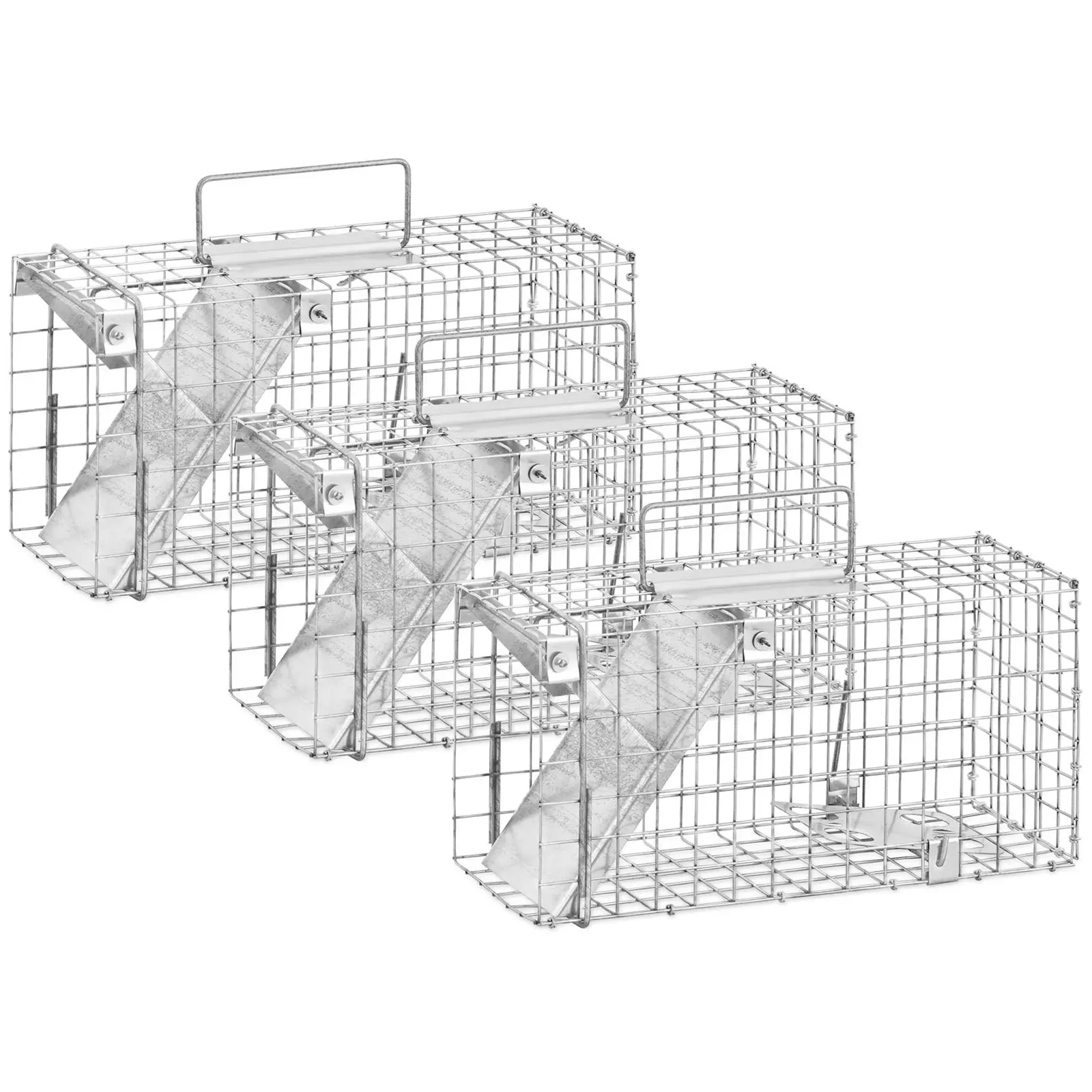 Lot de 3 cages piège - 35,50 x 15,50 x 19 cm - dimension maille de grillage : 25 x 25 mm
